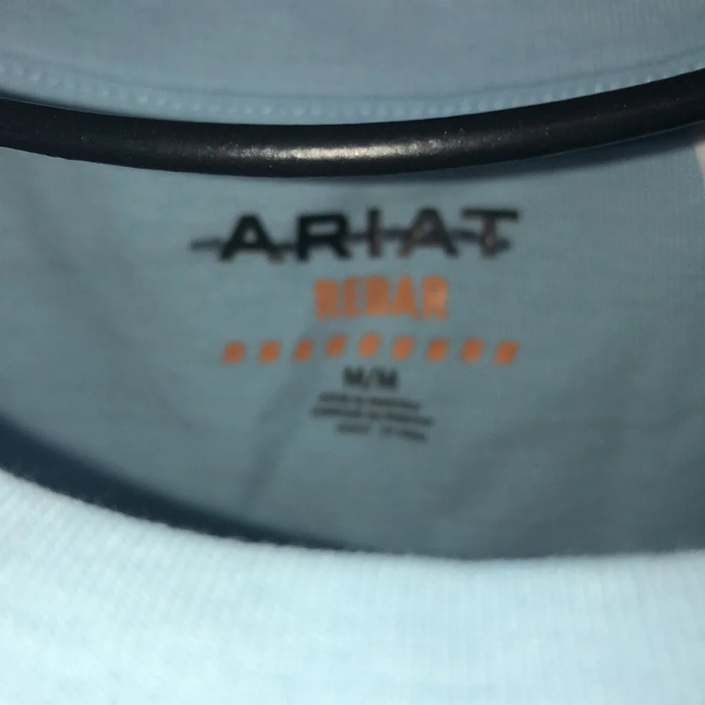 Ariat Women's Rebar CottonStrong Roughneck Graphic T-Shirt size medium blue​ - Picture 9 of 16